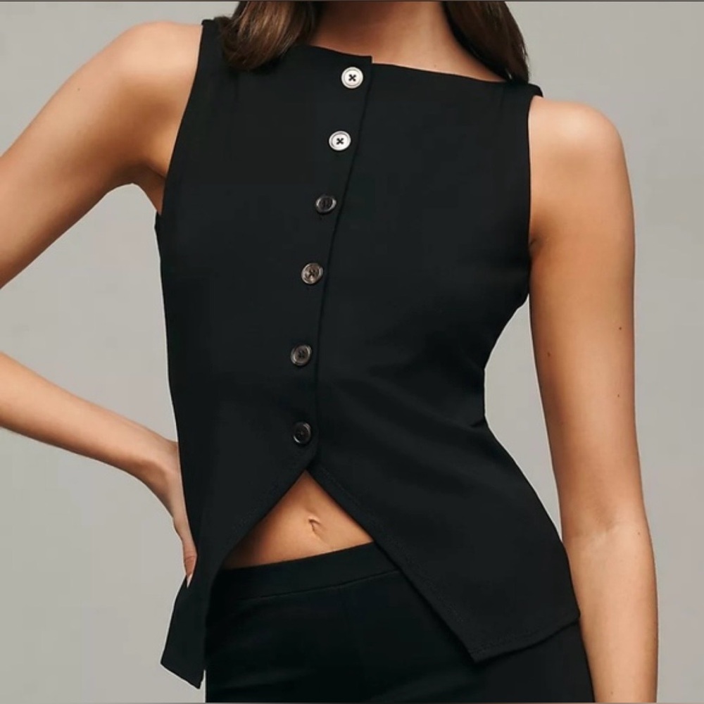 REFORMATION Black Button Down Vest - image 1